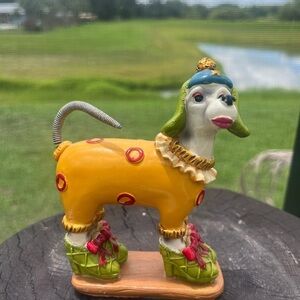 Polystone Brite Circus Dog Sculpture Multicolored Vtg Dog